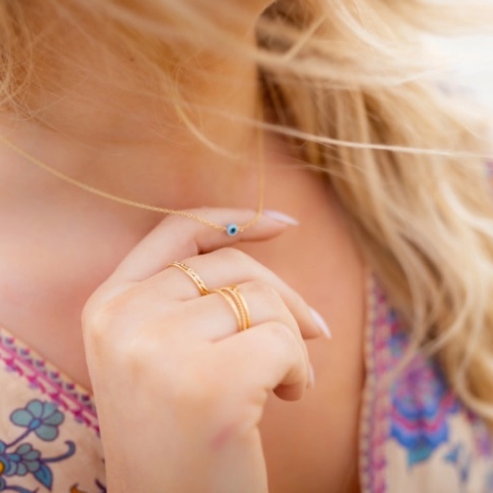 Dainty 24K Gold Plated Evil Eye Necklace - Picture 3 of 4